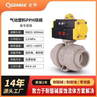 气动PPH球阀DN15耐酸碱腐蚀性化工矿业污水处理塑料PVC阀门开关