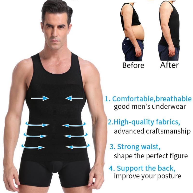 Men&a#39;s Slimming Body Shapewear Corset Vest Shirt Compres