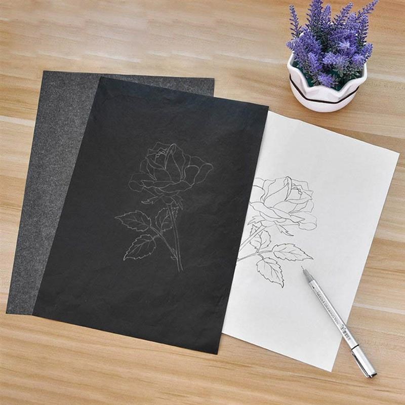 100pcs A4 Carbon Paperr Black Legible Graphite Transfer Trac