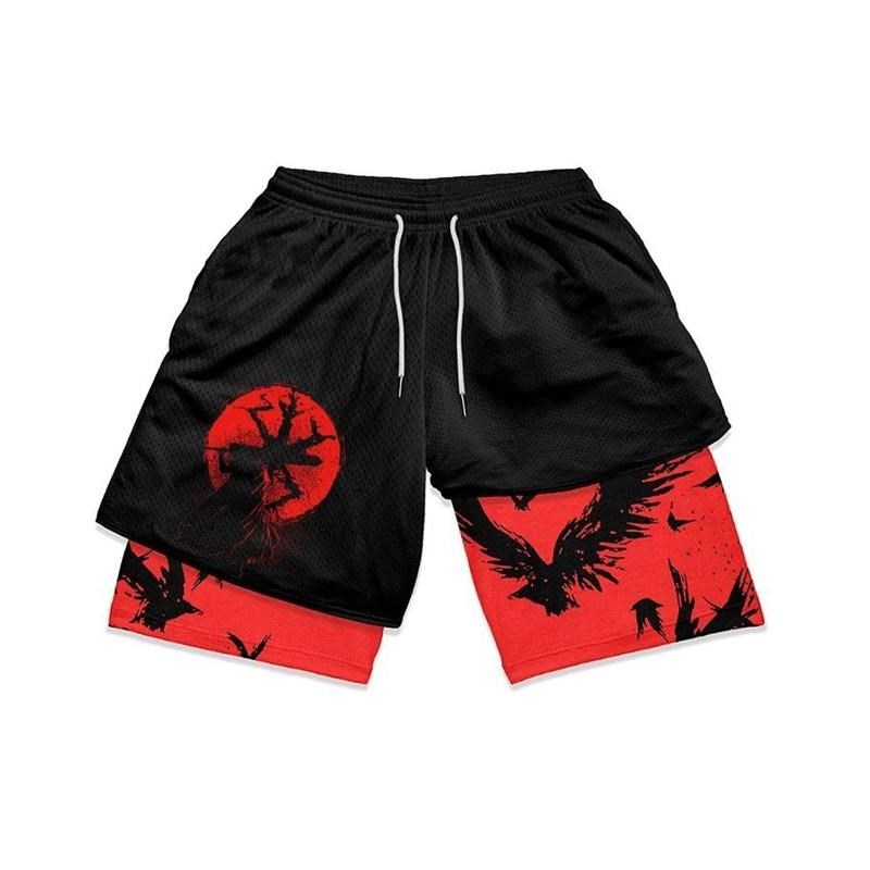 Anime Berserk 2 in 1 Gym Shorts for MHen Active Athletic Com