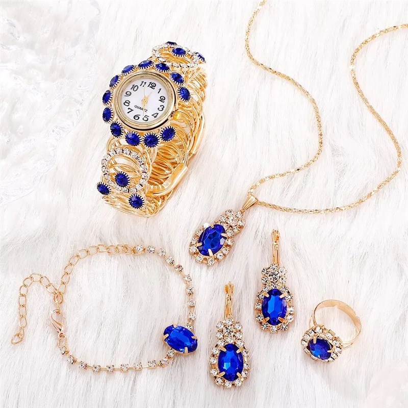 6PCS Set Luxury Wopmens Bracelet Quartz Watches For Women Ma