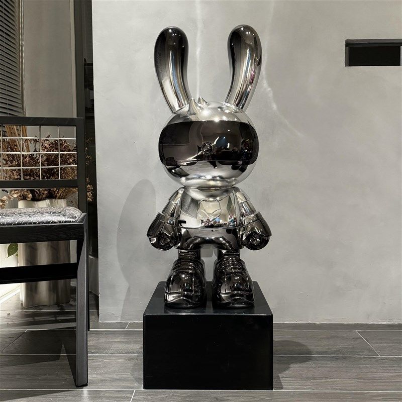 轻奢太空兔电镀客厅电视柜旁大型落地装饰品摆件高级乔迁新居礼物,家居饰品,落地摆件,淘宝优惠券,粉丝福利购,淘宝优惠卷