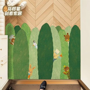 绿色森林地毯入户地垫丝圈家用门口脚垫进门耐脏防滑可裁剪免洗垫