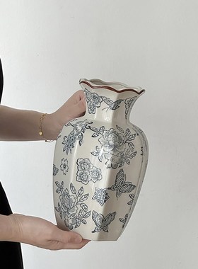 景德镇陶瓷花瓶轻奢高级感青花瓷陶罐水养插花中式客厅桌面摆件