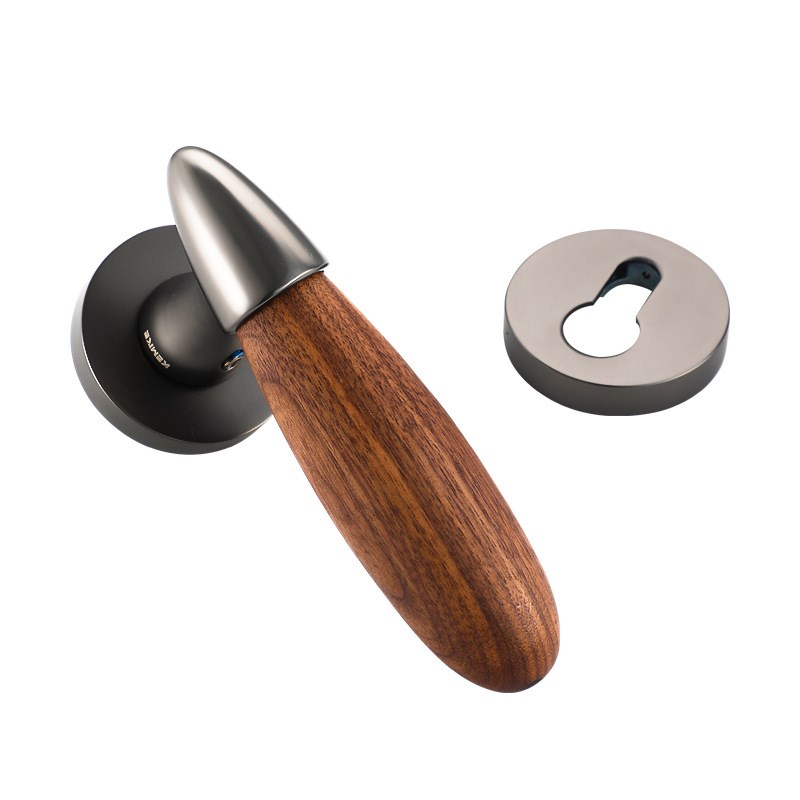 门锁室内卧室静音门把手家用个性木饰静音分体门锁简约锁具