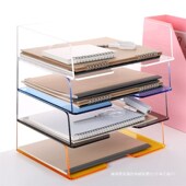 A4加大文件盒透明亚克力文件盒多层大容量资料收纳架办公前台桌面