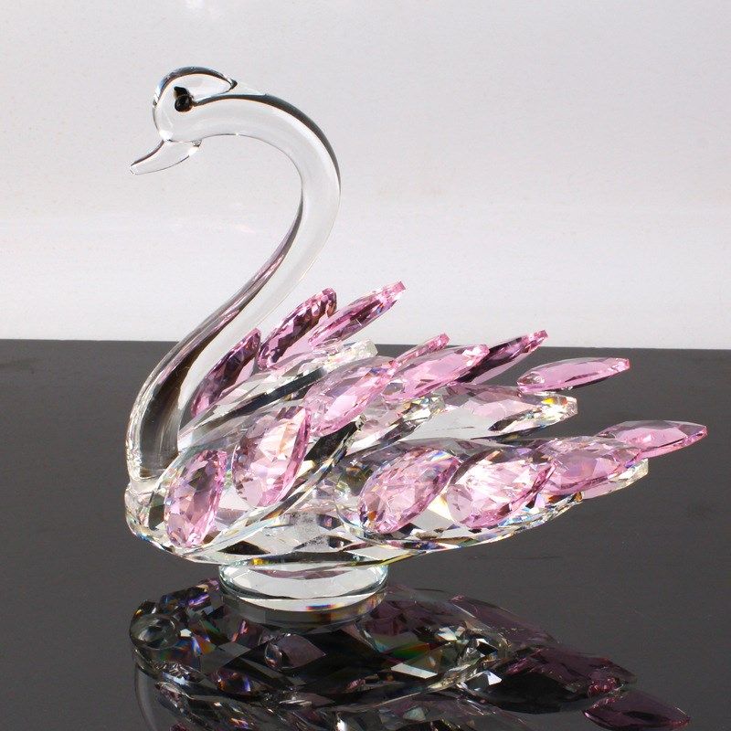厂家新款水晶天鹅摆件新婚礼品实用家居客厅电视柜酒柜装饰品
