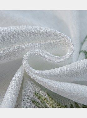 法式田园风飘窗纱帘绿色小清新窗纱成品纱透光不透人卧室书房窗帘