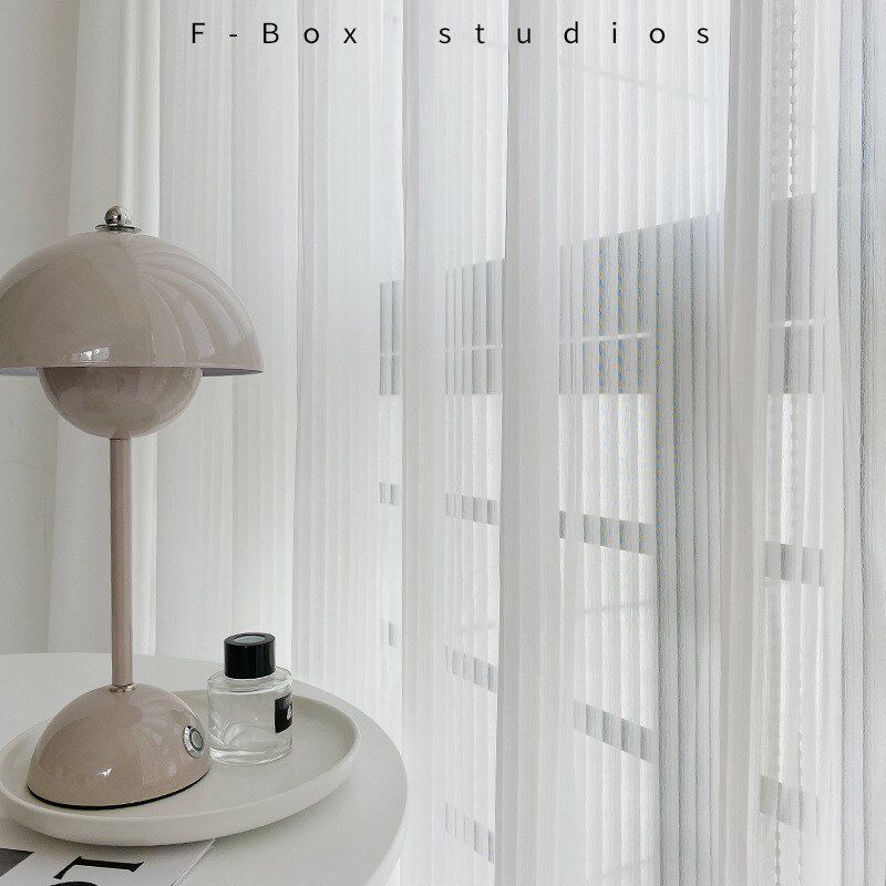FBox窗帘透光不透人雪纺白纱客厅阳台光影纱条纹纱梦幻竖百叶纱帘