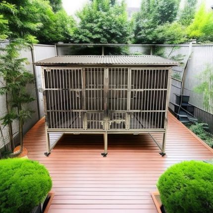 不锈钢狗b笼子室外屋顶可冲水漏斗笼加厚加粗加大方管大型犬中型