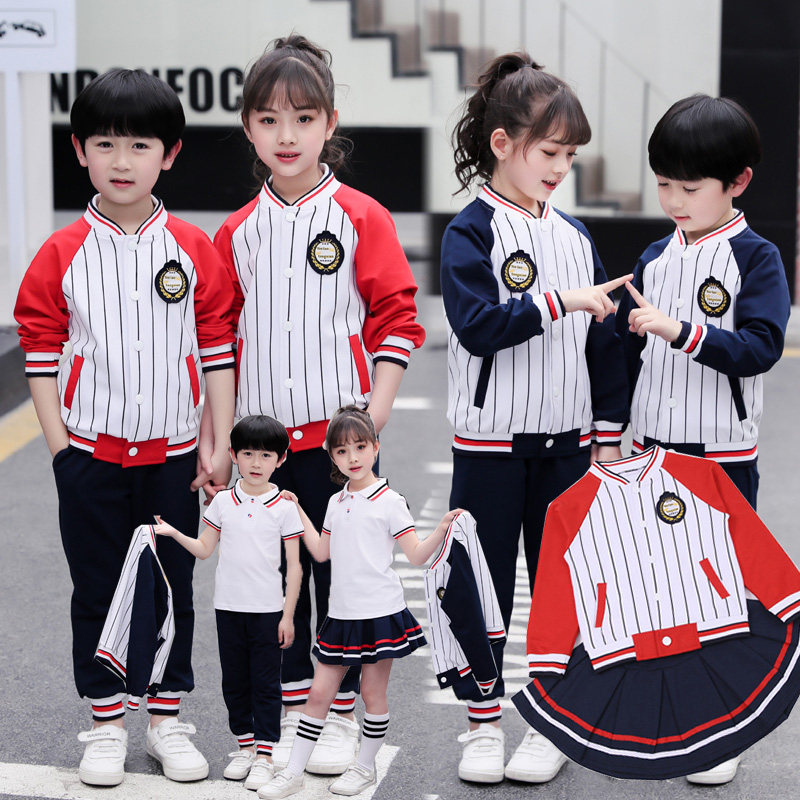 棒球服英伦学院风校服套装小学生班服条纹老O师服两件套幼儿园园