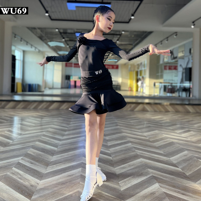 网红幼儿拉丁舞服装女专业舞蹈裙艺考服高级儿童拉丁舞.练功服秋