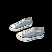 薄款 布面低帮松紧带帆布鞋 女2y025春夏透气厚底一脚蹬运动休闲板