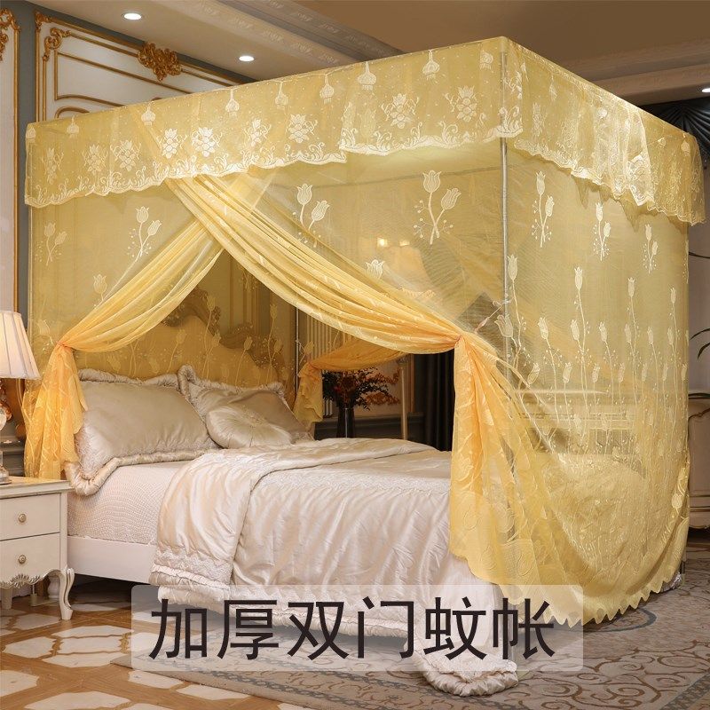 双门老式蚊帐床帐家用卧p室1.5m床加厚加密1.8米1.6二开门2门宫廷