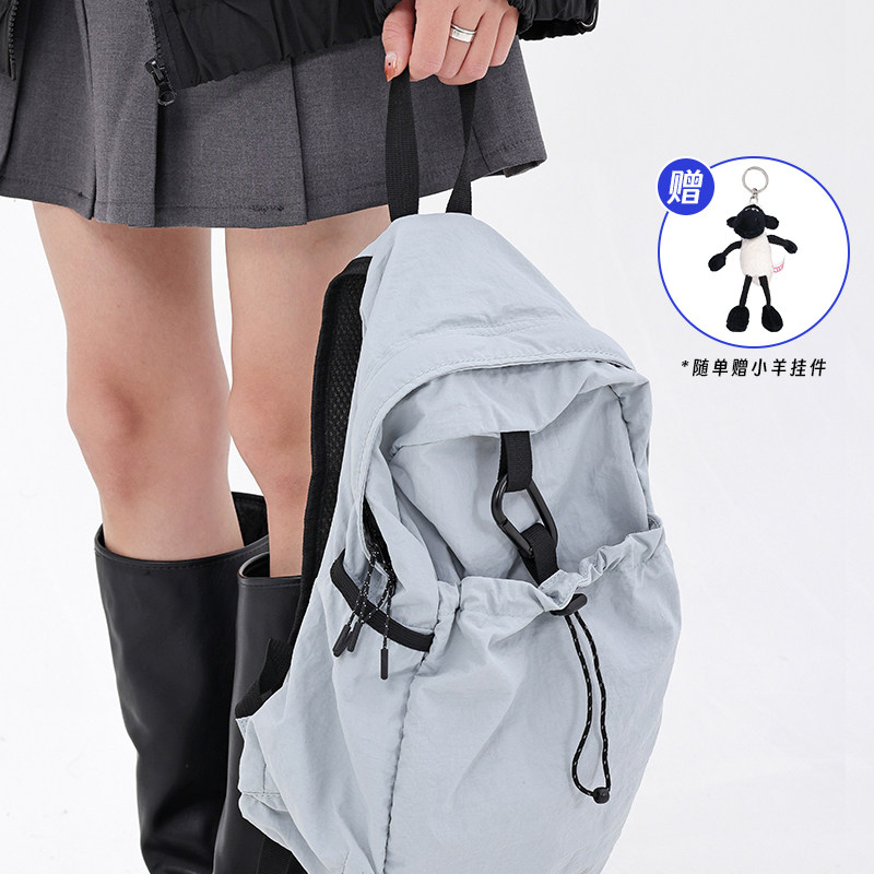 双肩包女韩系通勤慵懒风背包简约D尼龙轻便小号包包夏季百搭书包