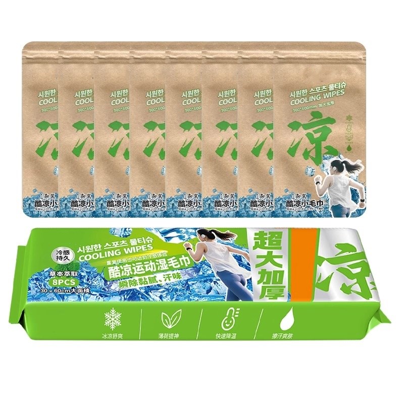 降温湿毛巾d止汗运动户外军训健身清凉提神防暑清凉湿巾薄荷冰冷