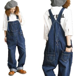 2021春夏日l系贵牌宽松连身衣牛仔背带裤工人裤女裤