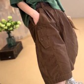 设计感工装 风五s分裤 女2025夏季 卡其色时尚 新款 宽松百搭休闲阔腿