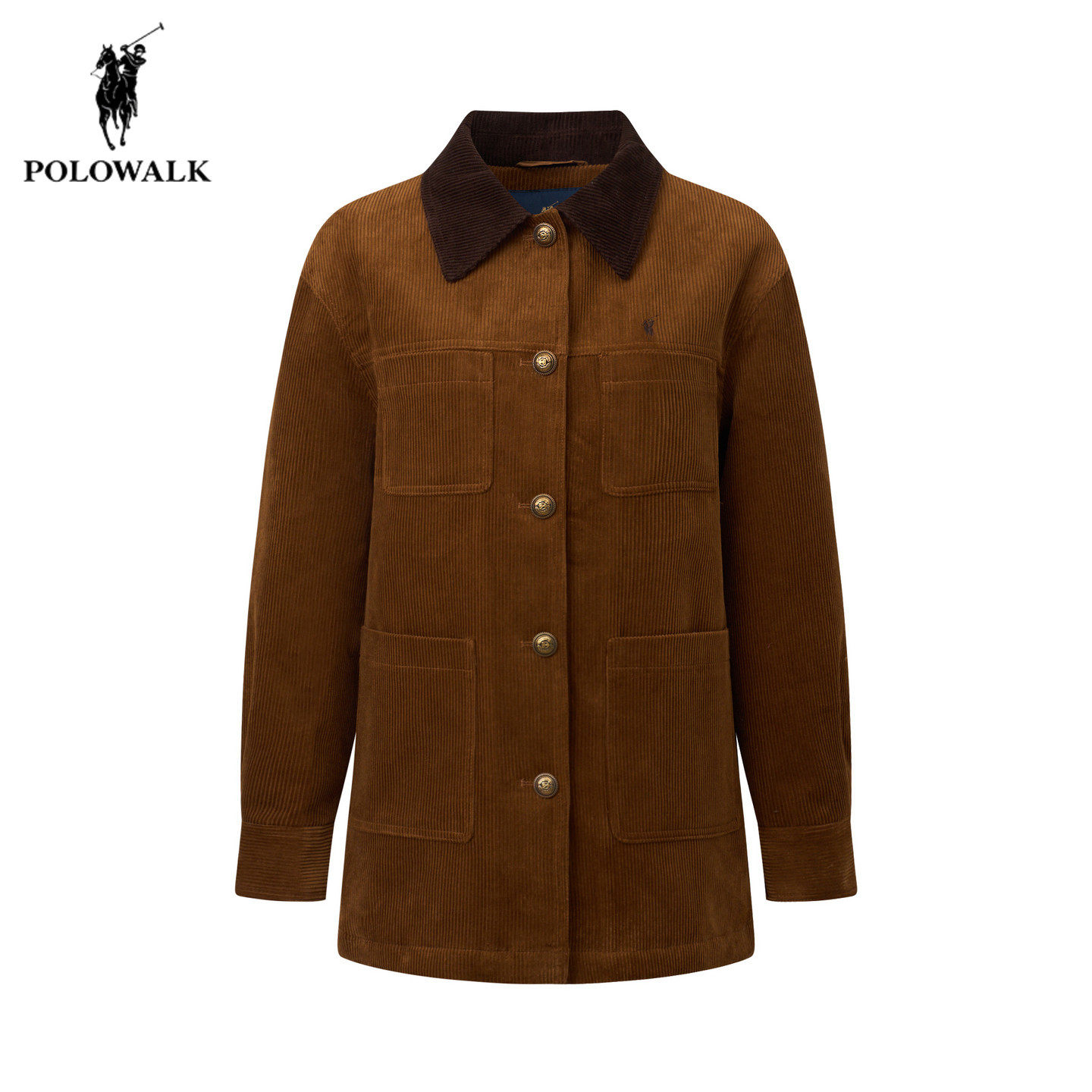 【100%棉】POLOWALK女装奥莱正品保罗女式棉服复古翻领工装风外套
