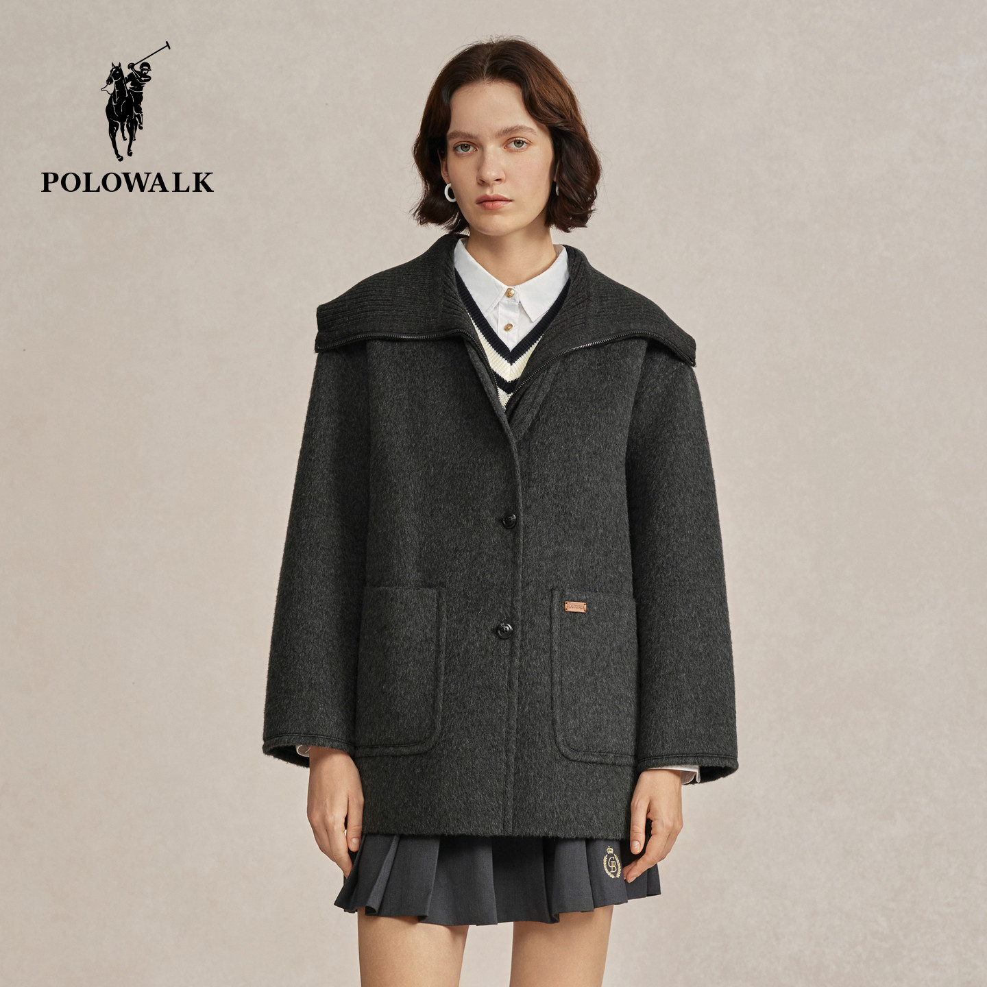 POLOWALK冬季女中长保暖风衣