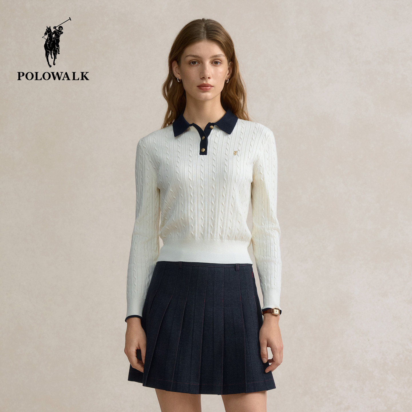 POLOWALK春季新款上衣针织衫早春