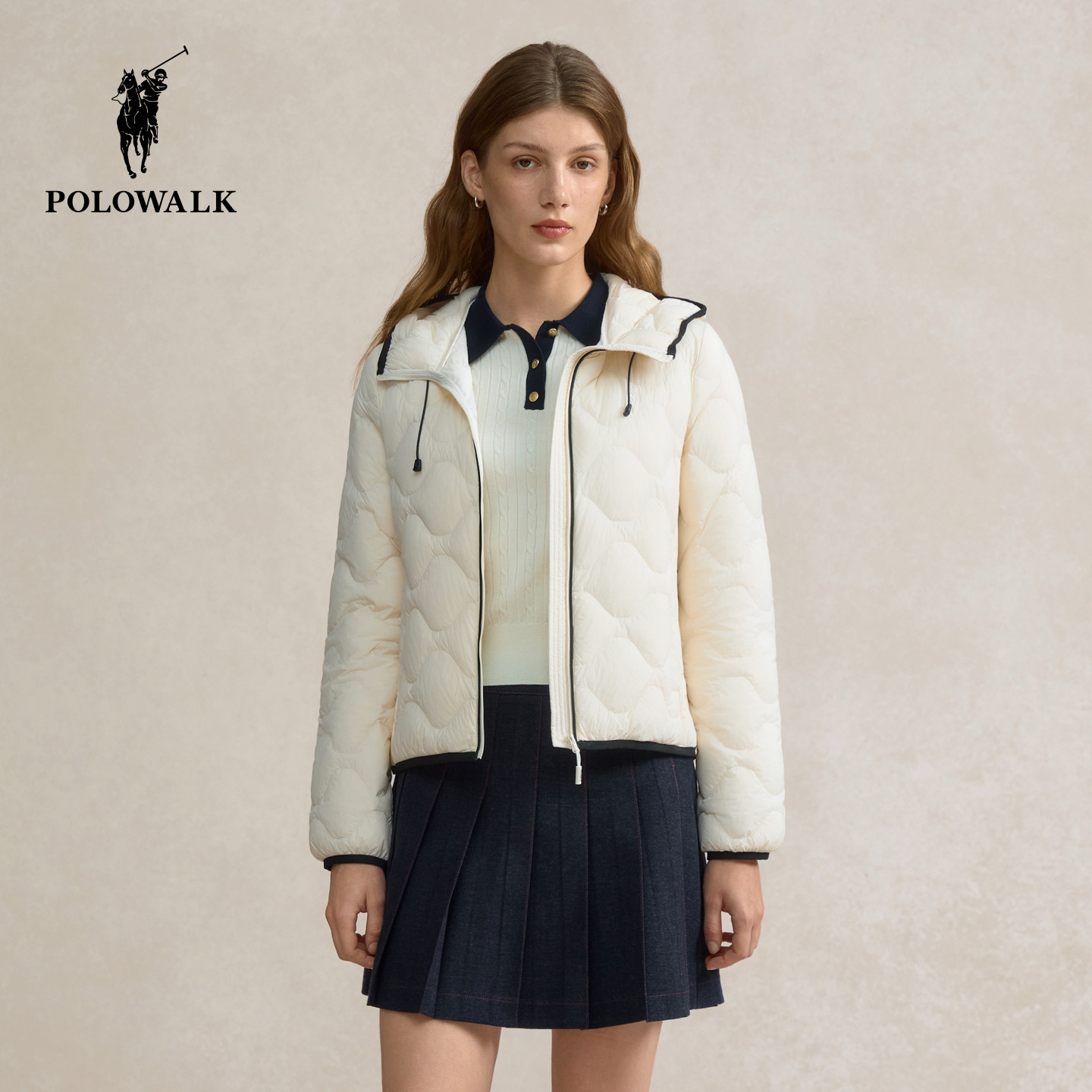 POLOWALK轻薄款羽绒服女款冬季短款连帽2025新款新款女士外套保暖
