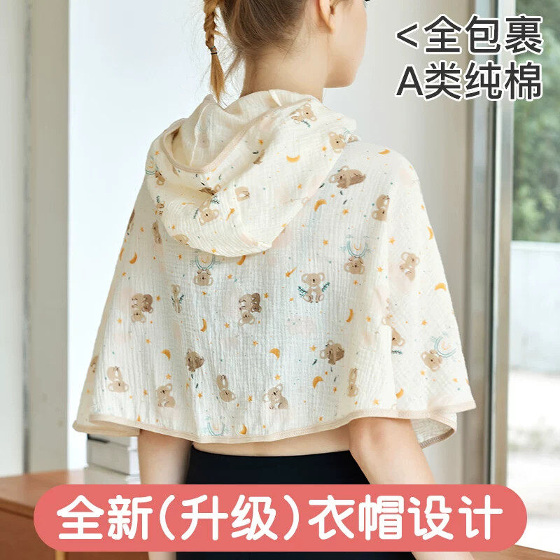 夏季薄款坐月子披肩连帽子披风带帽护肩产妇坎肩孕妇出院防风斗篷