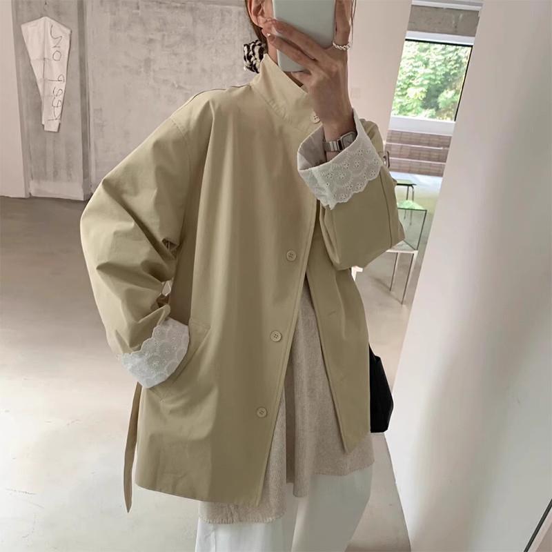 极速大码设计感立领风衣外