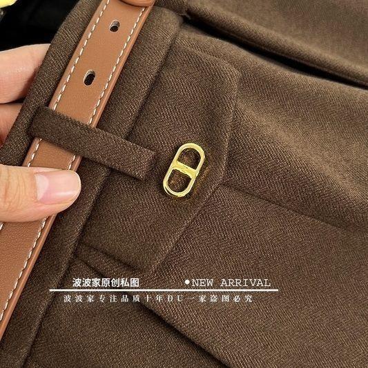 新品小个子毛呢烟管裤女2026秋冬款加厚气质高腰休闲西装小脚九分