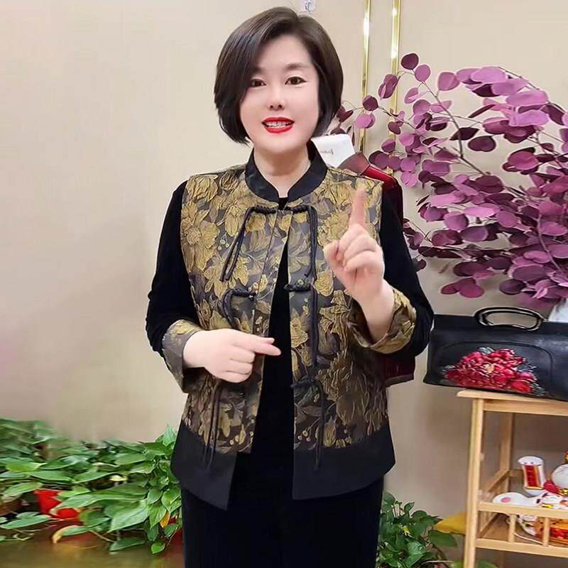 新品2026春装中年妈妈国风流苏提花马夹短款时尚宽松洋气大码马甲