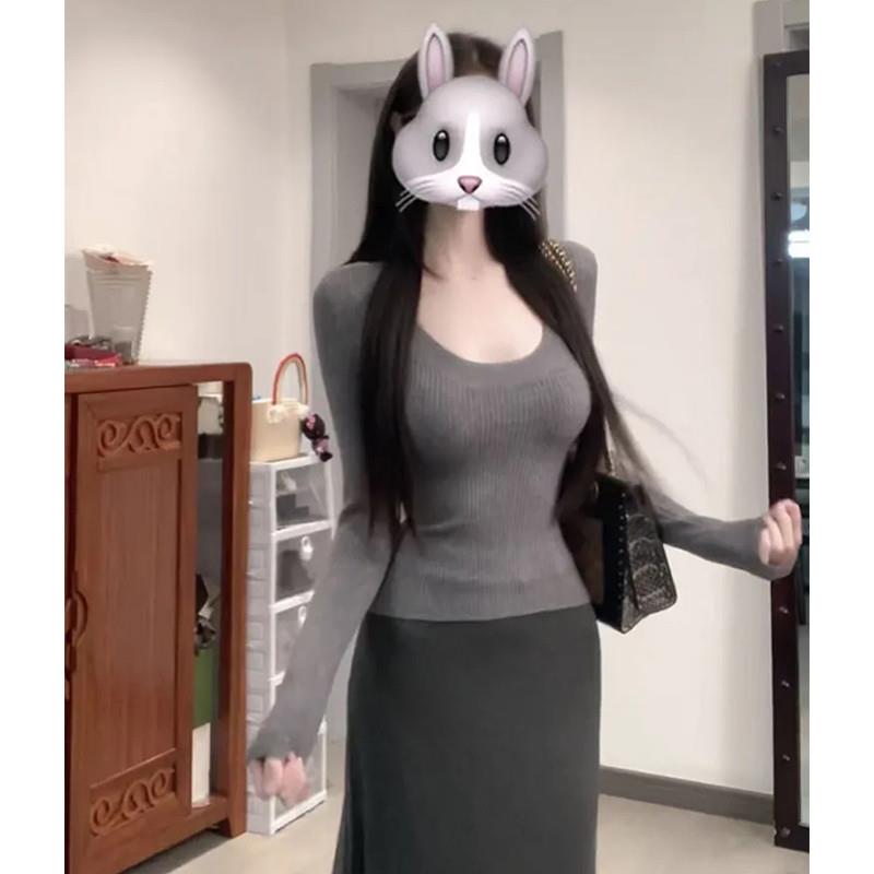 新品纯欲风显瘦针织衫女秋