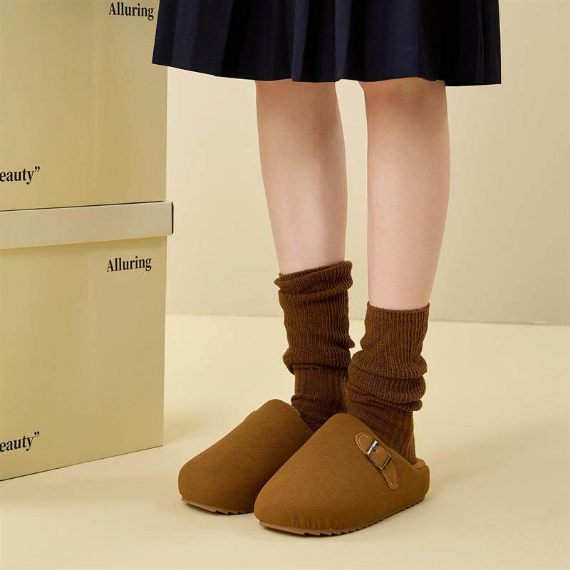 秋冬季勃肯鞋男女冬天室内居家可外穿高级感保暖加绒TPR棉拖鞋