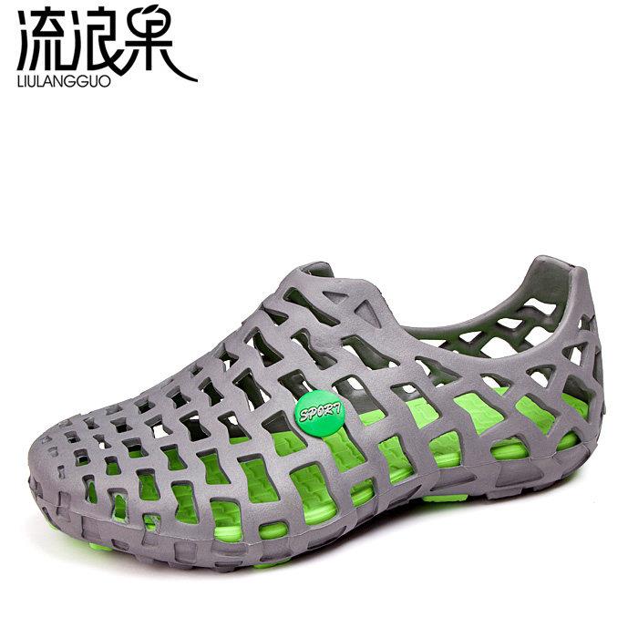 新品夏季鞋子网面男鞋子透气皮凉鞋男拖鞋防滑洞洞鞋情侣沙滩鞋男