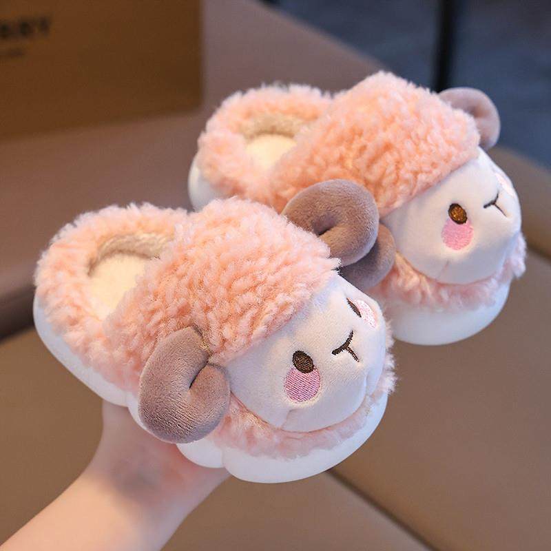 棉拖鞋儿童男女孩可爱小宝宝居家保暖厚底包跟防滑毛绒拖鞋软冬季