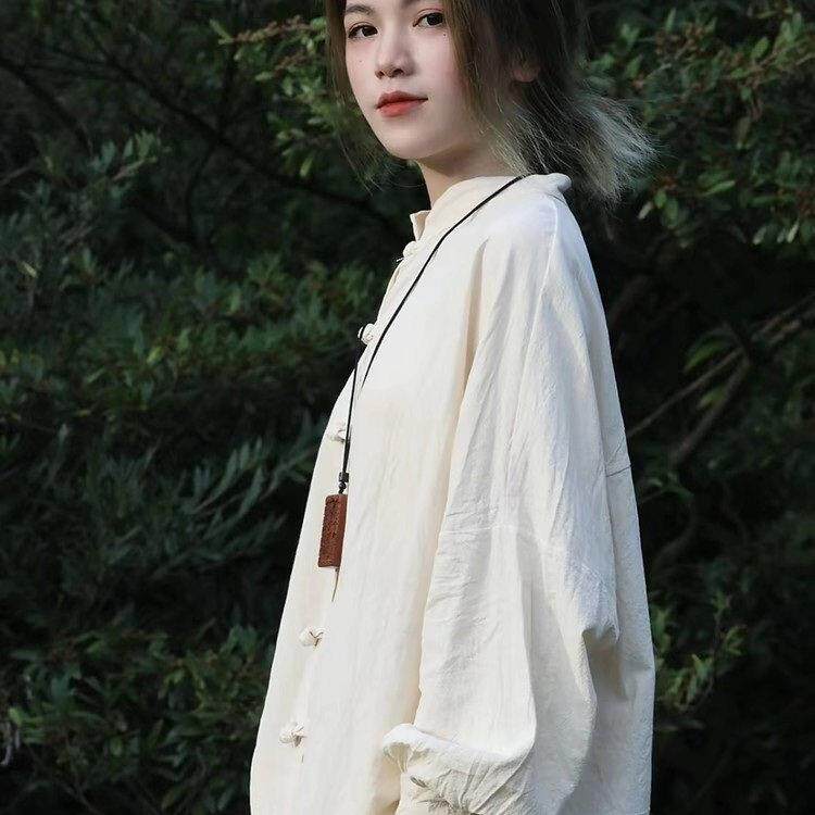 新品中式国风宽松休闲茶服上衣2026女款佛系禅意素色棉麻衫半身裙