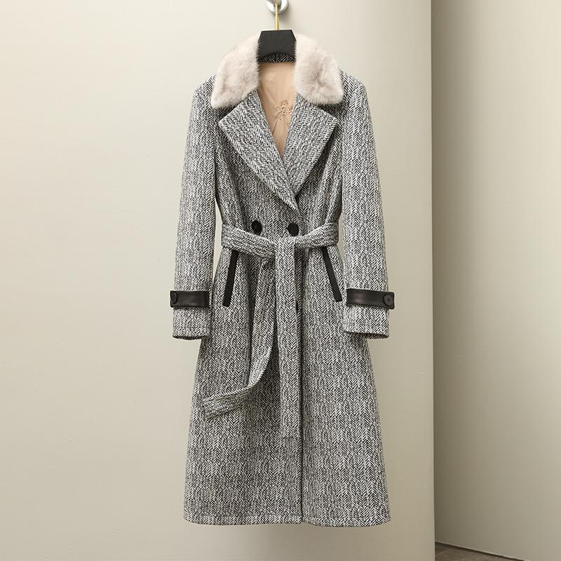 新品粗花呢白鹅绒羽绒服女