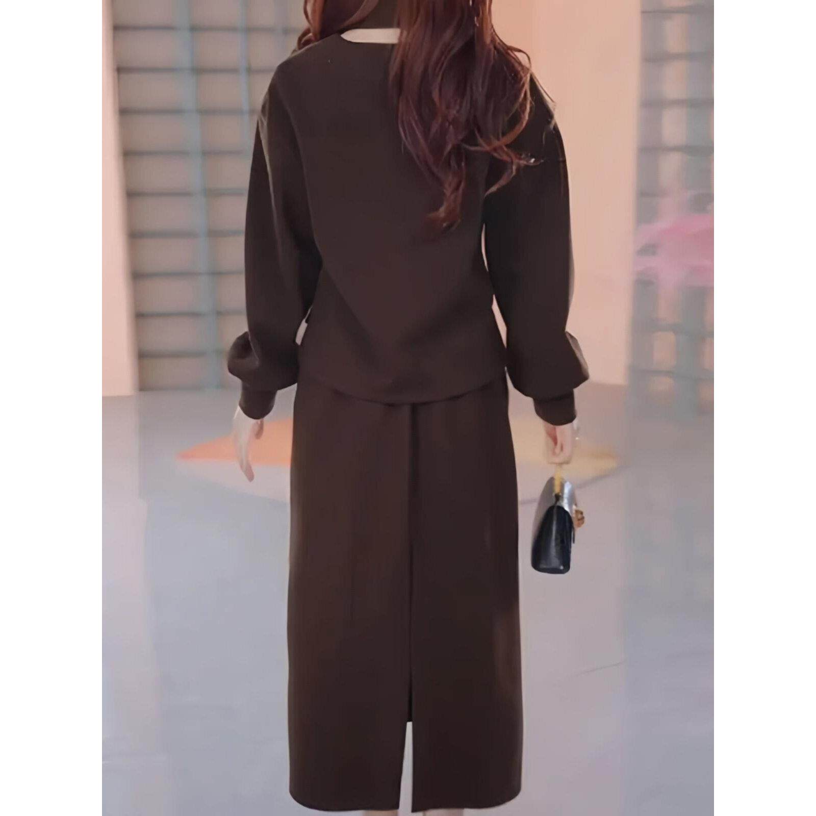新品时尚轻奢套装女2026冬季新款妈妈装气质修身显瘦带围巾三件套