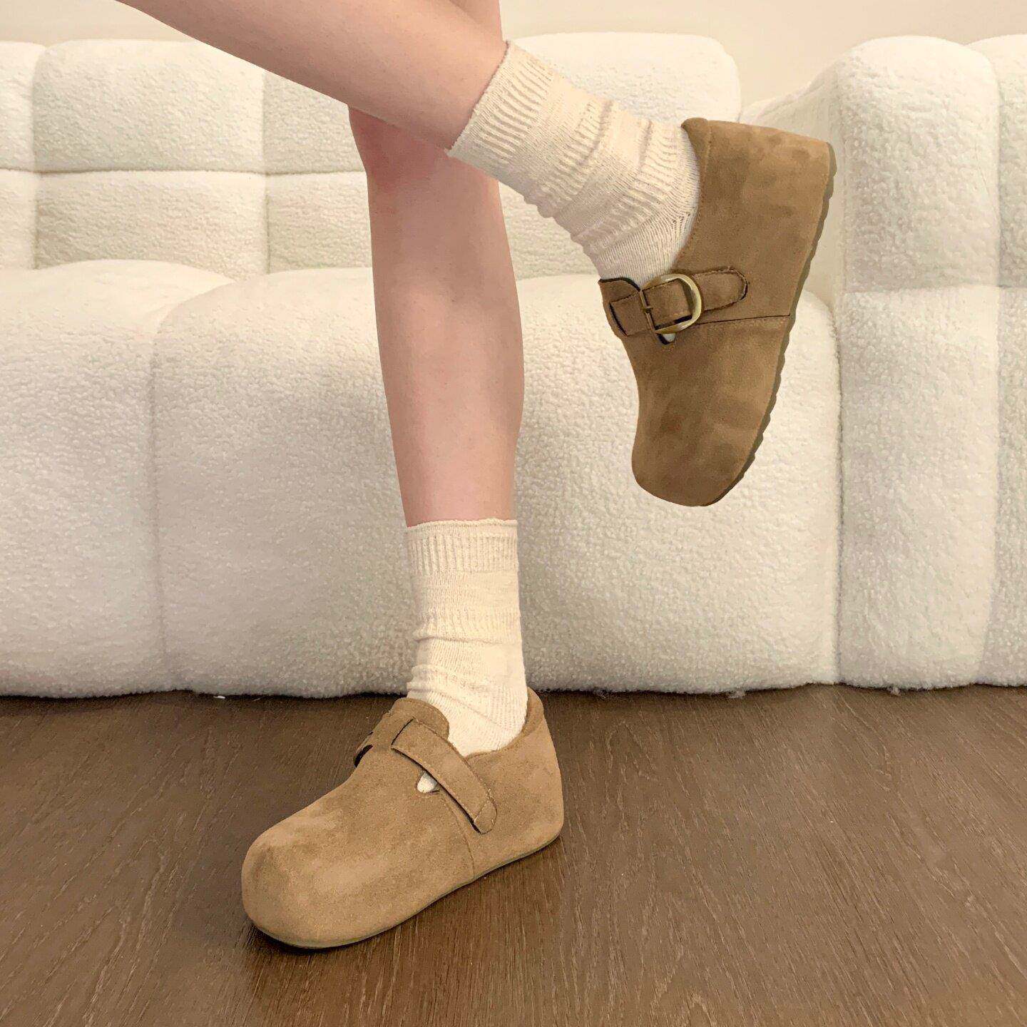 新品内增高厚底勃肯鞋女款2026新款春季一脚蹬乐福单鞋爆款全包博