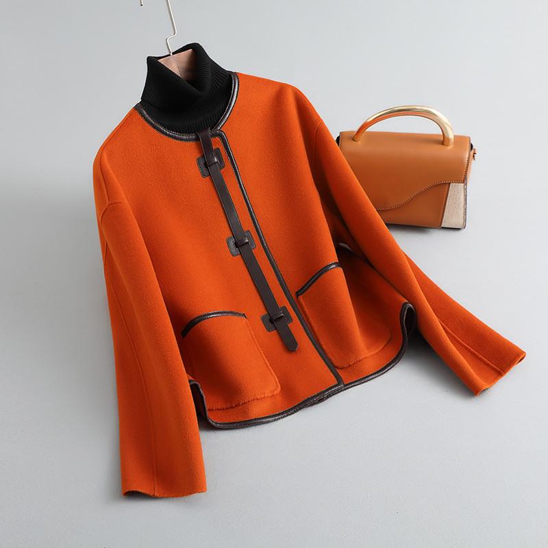 新品减龄羊双面呢短款女外