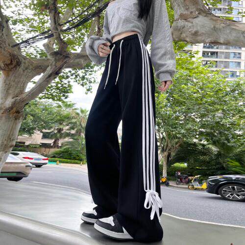 新品15初中学生运动裤女款秋季13少女12岁大童宽松直筒休闲长裤子