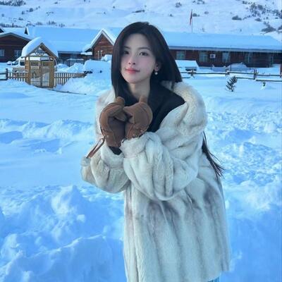 新品獭兔毛环保皮草外套女