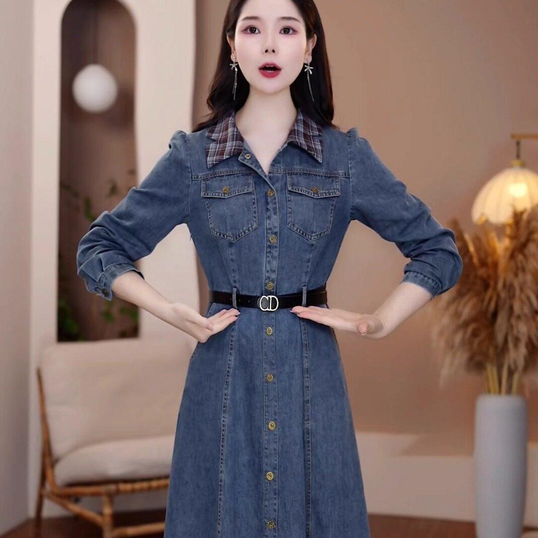 新品气质牛仔连衣裙女2026秋季新款中年妈妈装收腰显瘦优雅高级感