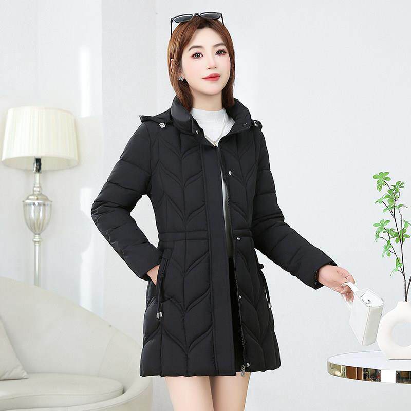 新品冬季妈妈棉服女中长款韩版修身加厚棉衣洋气修身大码女装时尚