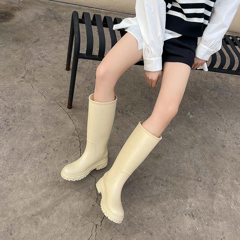 新品军登高筒雨鞋2026新款时尚特高涉水女靴长筒套脚胶鞋雨靴粉系