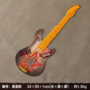 咖啡厅酒吧网咖餐厅墙面装 饰 饰壁挂木制复古壁饰创意板画吉他装