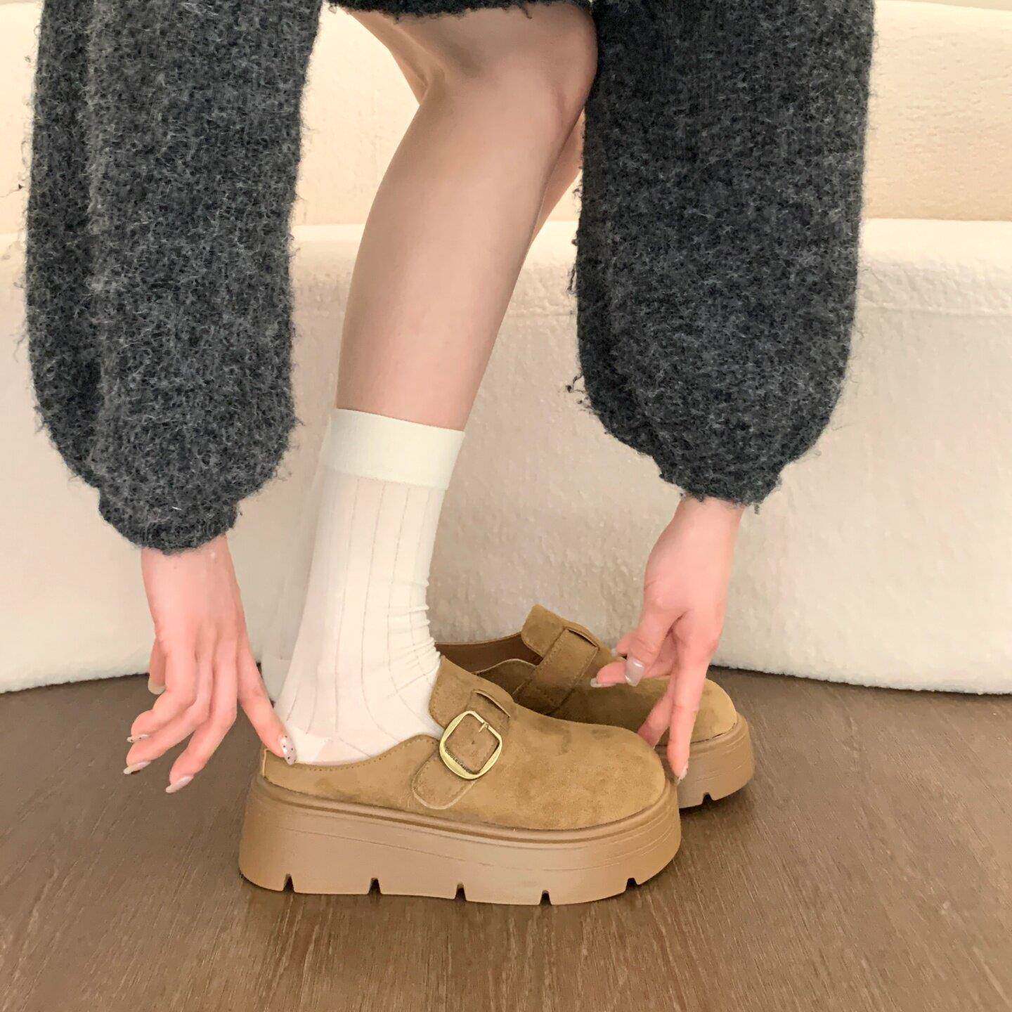 好货厚底增高勃肯鞋女包头半拖鞋2026新款春夏季外穿女鞋子懒人凉