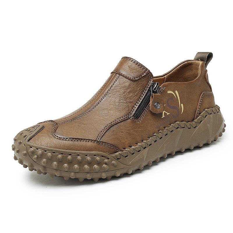 新品宽肥脚一脚蹬男鞋子45真皮春季潮流大码46软底英伦复古风休闲
