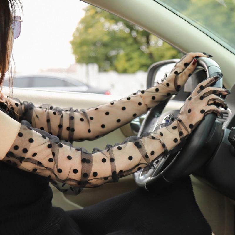 新品新娘蕾丝网纱长款手套 夏季透明显瘦婚纱韩版手套性感防晒圆