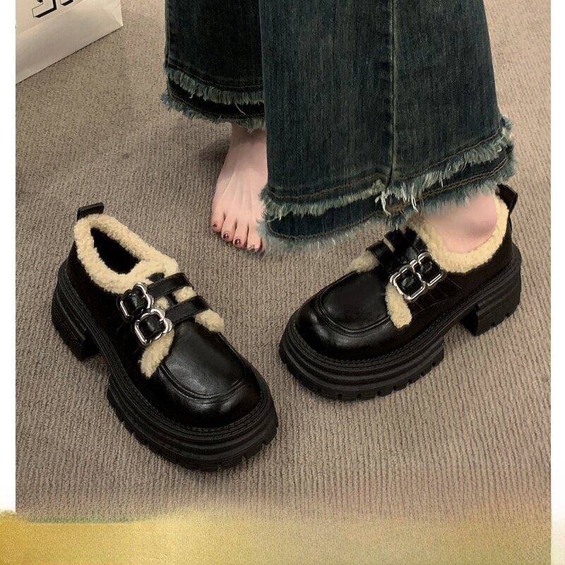 推荐厚底加绒英伦风小皮鞋女单鞋2026新款冬季二棉鞋子百搭爆款乐