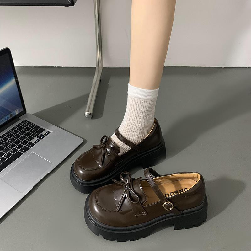推荐厚底玛丽珍小皮鞋女2026新款夏季日子jk鞋子蝴蝶结圆头学院风